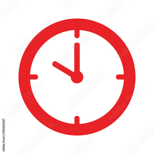 Simple red clock icon showing time