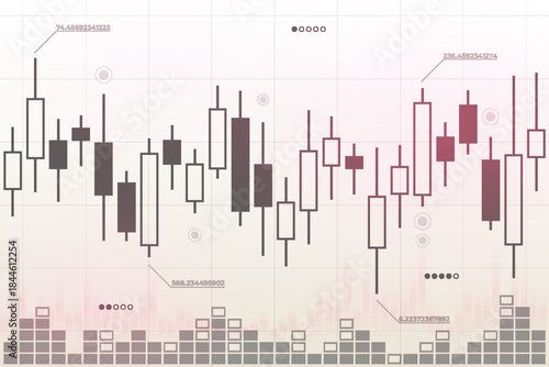 Candlestick bar chart monochrome design, data analytics, stock market trading graph, stock or cryptocurrency chart trend
