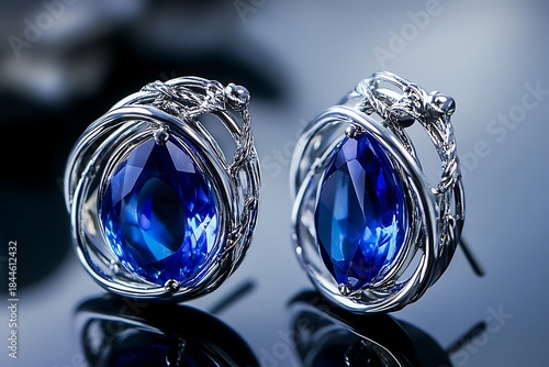 Pair of captivating silver earrings with brilliant blue marquise-cut gemstones for a luxurious look