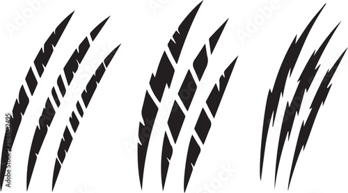 Scratch claw mark tiger bear paw icon. Animal lion slash claw vector wild monster shape design.