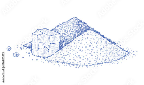 A heap of salt and sugar, illustrated in a sketchy vector style with colorful lines on a white backdrop

