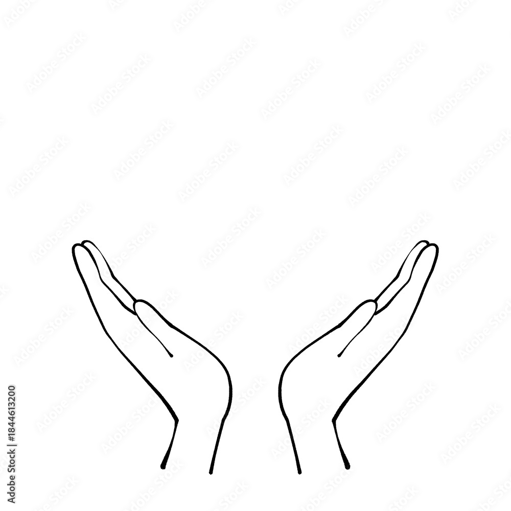 Fototapeta premium 両手をかざすイラスト