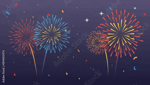 Colorful Fireworks Display Lighting up the Night Sky for Celebration