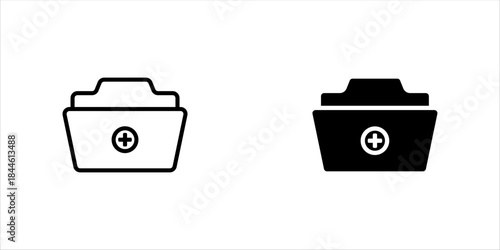Medical folder line icon set. Patient card and medical record symbol. Isolated vector image in simple style. Vector illustration, eps10.