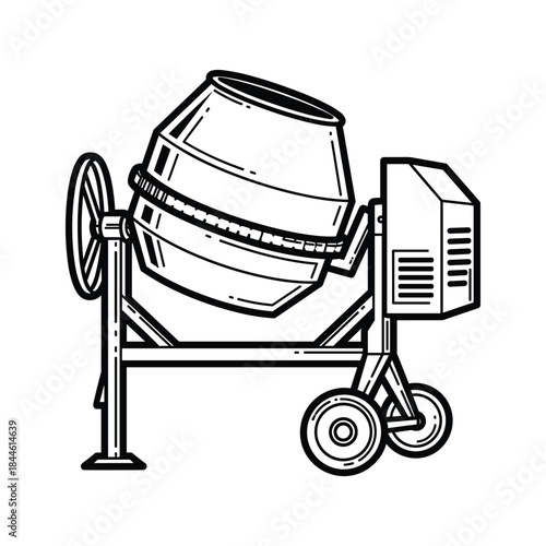 Concrete mixer machine illustration