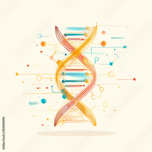 Abstract illustration of DNA strand in genetic research concept