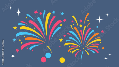 Colorful Fireworks Celebration Illuminating Night Sky with Bright Sparks