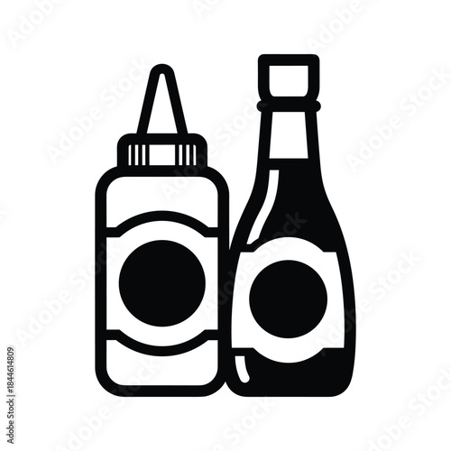 Ketchup and mustard bottle illustration