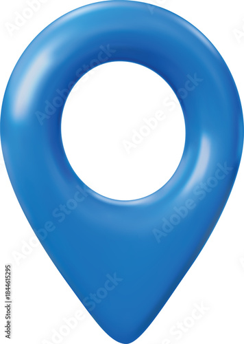 Blue geotag 3d vector icon, realistic map pin, travel app navigation symbol, GPS location mark, map pointer sign