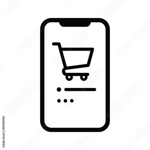 Mobile shopping cart icon representing e-commerce
