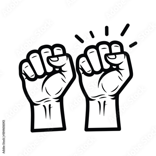 Raised fists symbolizing strength and unity