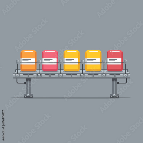 Conveyor Belt Transporting Pills in a Pharmaceutical Factory