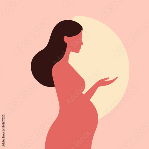 Silhouette of a pregnant woman in vector art style