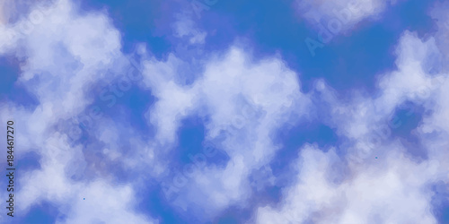 Beautiful blue sky with fluffy white clouds, representing nature, weather, and a bright summer day outdoors