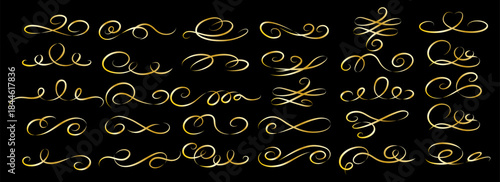 Golden swirls ornament line style