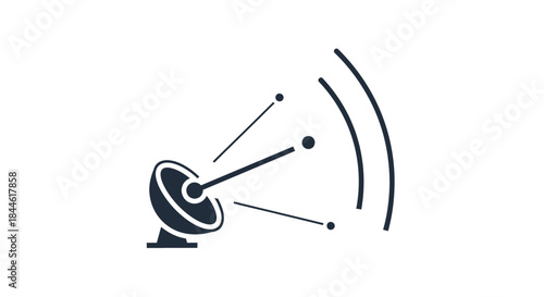 Simple illustration of a satellite dish transmitting or receiving signals