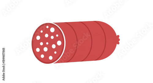 A simple flat vector illustration of a red sausage with a cut end