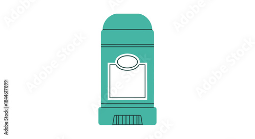 Simple turquoise glue stick illustration with a white label and ribbed base