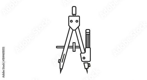 Simple black and white line drawing of a technical drafting compass