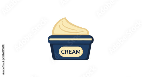 A simple illustration of a jar of cream with the word cream displayed