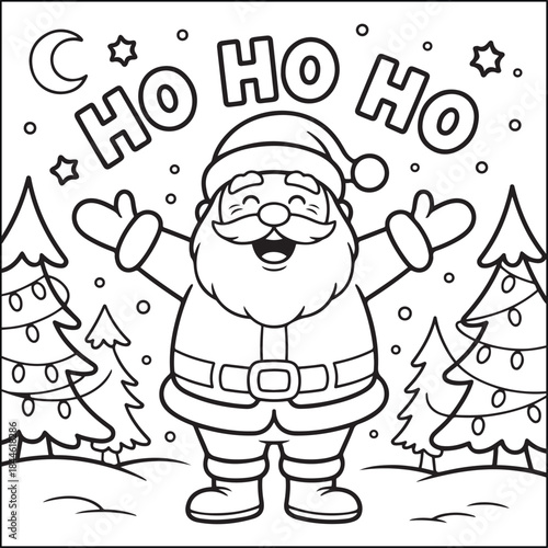 Christmas bold and easy black and white coloring pages