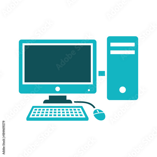Desktop computer system with monitor keyboard and mouse