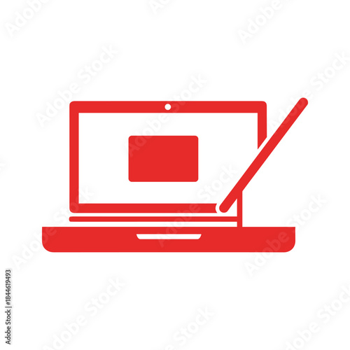 Laptop with stylus icon for digital art
