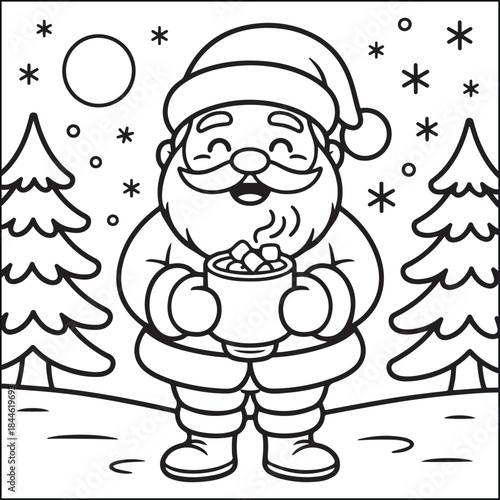 Christmas bold and easy black and white coloring pages