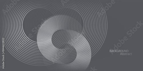 Dark gray background with circular line patterns. The background features a smooth texture with gray circles adding depth to the gray backdrop. Circle pattern background vector. EPS 10