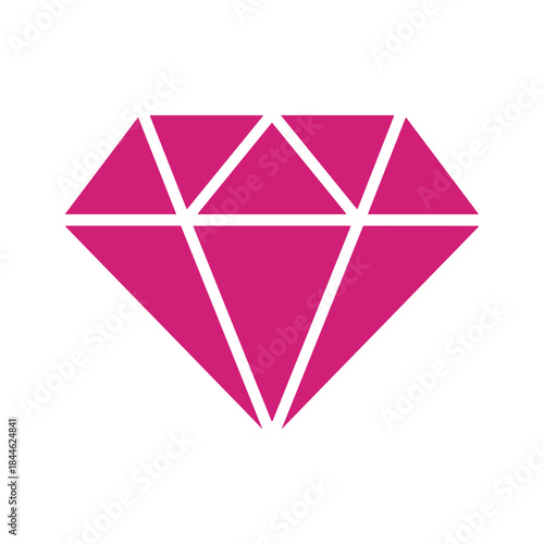 Beautiful pink diamond icon on white background