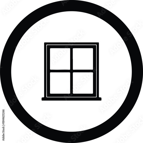 Vector minimalist black square window pane icon graphic symbol silhouette Illustration