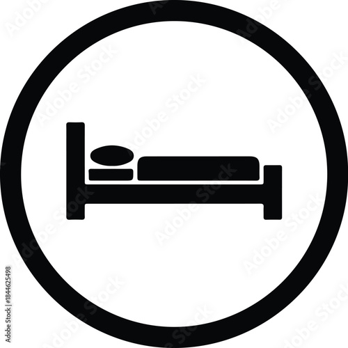 Vector Simple flat design single bed icon sign for hotel and lodging applications silhouette Illustration
