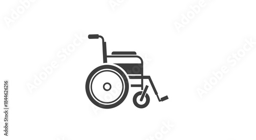 Simple black and white line drawing of a standard wheelchair icon
