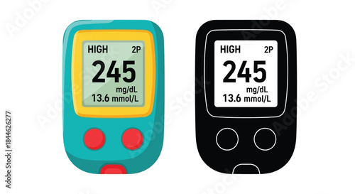 Colorful and monochrome representations of a glucose monitoring device display