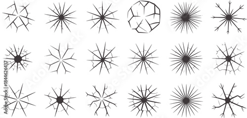 Black and White Abstract Fracture and Crack Patterns Collection