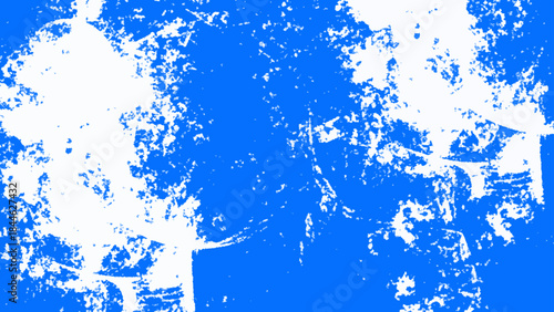 Abstract Blue and White Grunge Texture Background with Vibrant Paint Splatter, Ink Stains, Distressed Brush Marks and Organic Patterns for Modern Graphic Design, Street Art, Wallpaper, and Digital Ove
