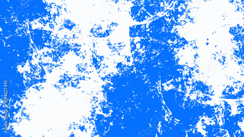 Abstract Blue and White Grunge Texture Background with Vibrant Paint Splatter, Ink Stains, Distressed Brush Marks and Organic Patterns for Modern Graphic Design, Street Art, Wallpaper, and Digital Ove