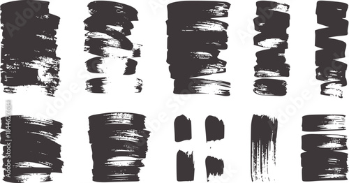 Black paint brush stroke textures white strokes
