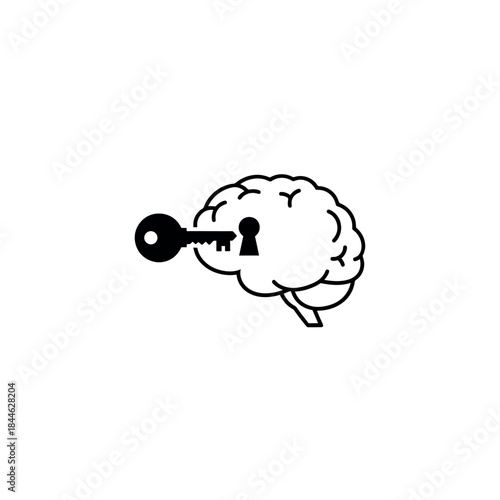 Brain with Key Unlocking Potential Icon