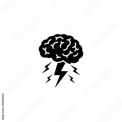 Brain with Lightning Bolt Inspiration Icon