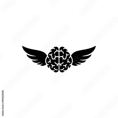 Flying Brain Freedom Silhouette Vector