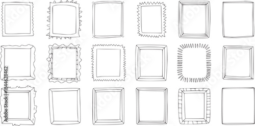 Fifteen handdrawn rectangular frames in monochrome line