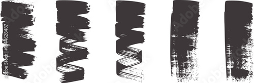 Five distinct black paint brush strokes white brushstrokes