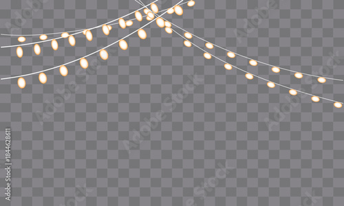 Christmas lights on a background. Christmas light vector . Design for advertising invitations, web banners, postcards background.   Christmas, party and new year decoration. 