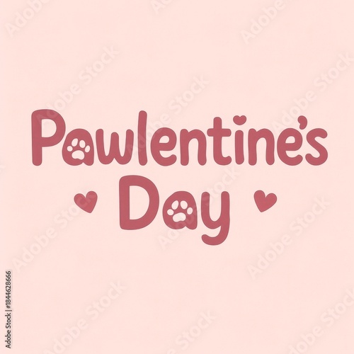 Pawlentines Day text with paw prints and hearts in playful design