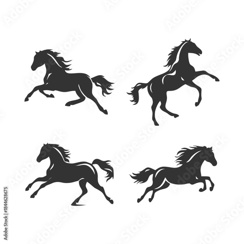 horse icon with gait to running, simple horse silhouette