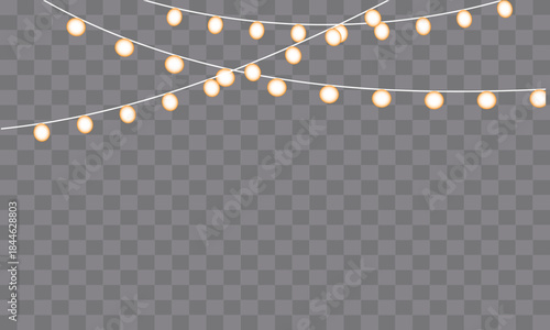 Christmas lights on a background. Christmas light vector . Design for advertising invitations, web banners, postcards background.   Christmas, party and new year decoration. 