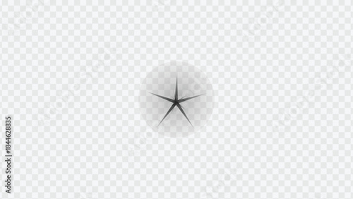 Single Black Star Shape with Halo on Transparent Background