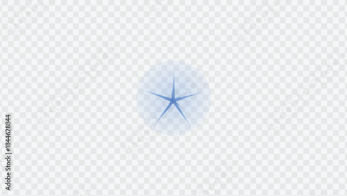 Single Blue Star Shape with Halo on Transparent Background