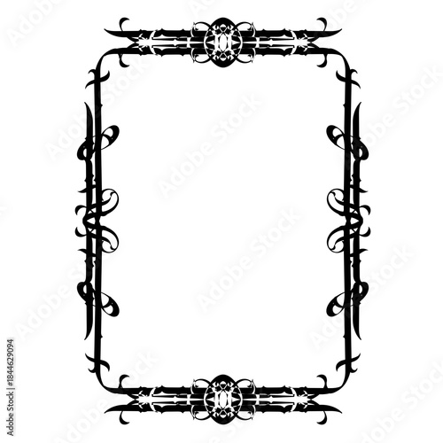 Vintage decorative vector frame in Gothic style - elegant black vector frame on white background, svg,  middle ages, hallowen, Christmas.